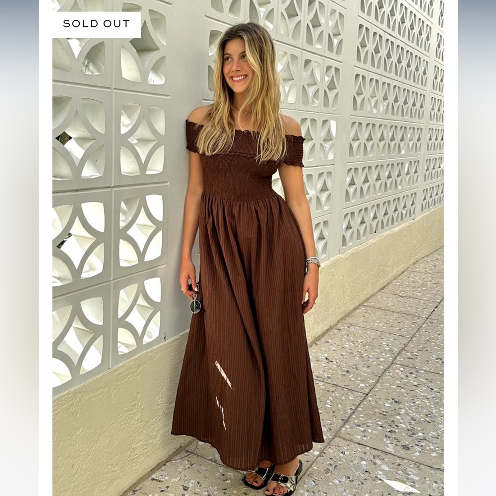 Marguerite Nap Dress in Chocolate Tonal Seersucker